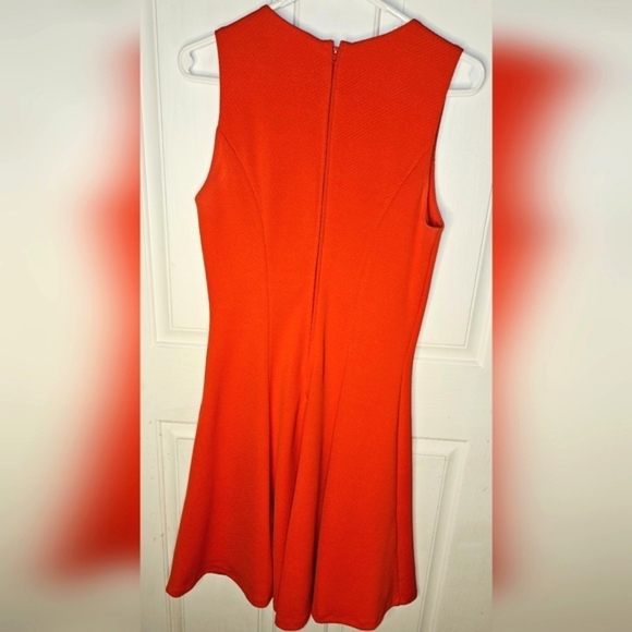 Badgley Mischka Belle Beautiful Bright Orange Flare dress w/ gold accents size 6 - Picture 2 of 4